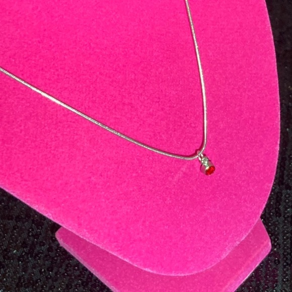 July Ruby Sterling Silver Necklace Birthday Birthstone Month Rhinestone gift Y2K - Picture 9 of 17